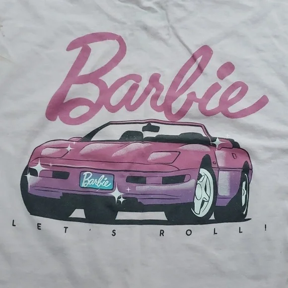 Barbie Let's Roll licensed pink crop t-shirt - Picture 2 of 6